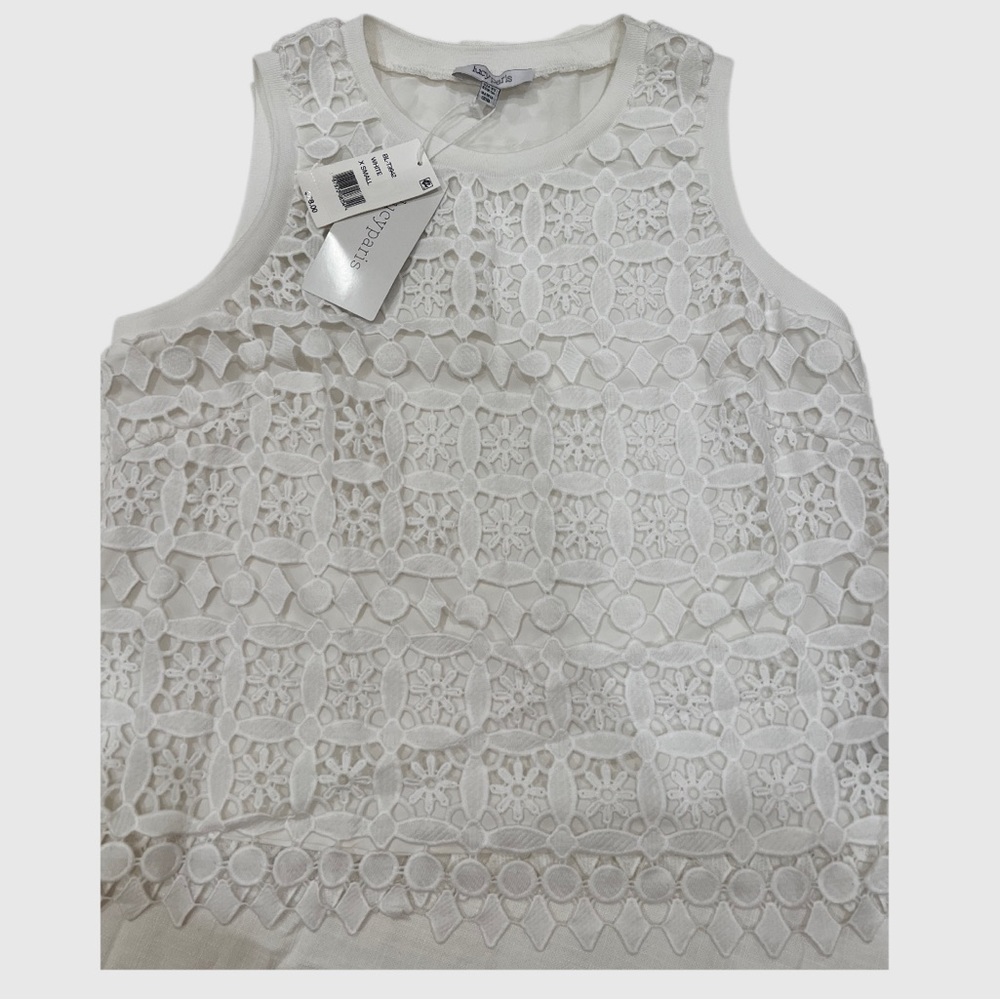 NWT Lucy Paris Lacy White Top